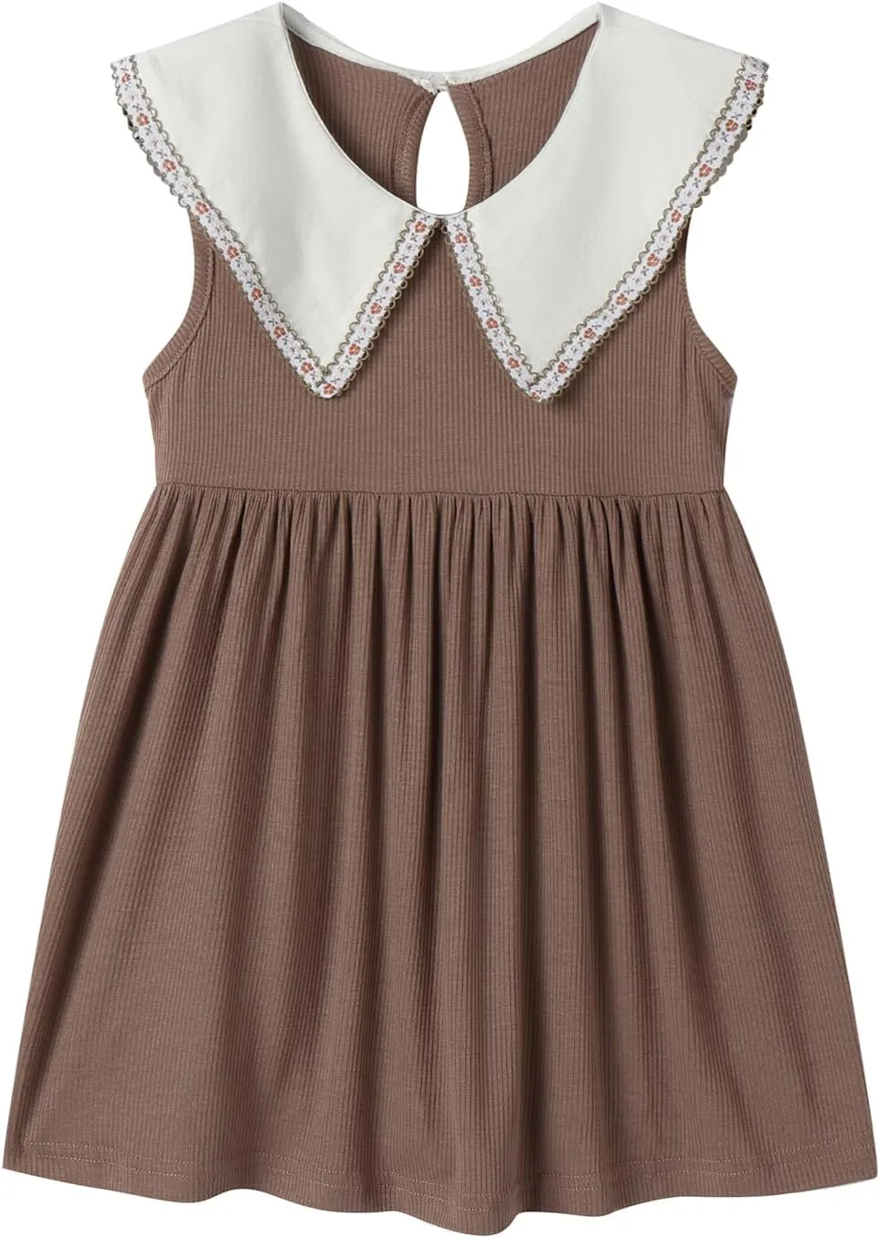 Mud Kingdom Ruffle Girls Peter Pan Collar Dress Summer Casual Sleeveless Sundress Casual Short Dress