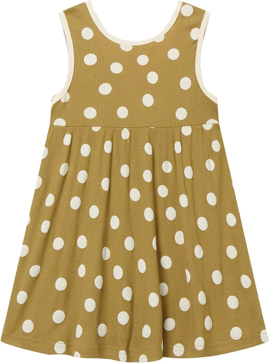 Mud Kingdom Ruffle Girls Peter Pan Collar Dress Summer Casual Sleeveless Sundress Casual Short Dress