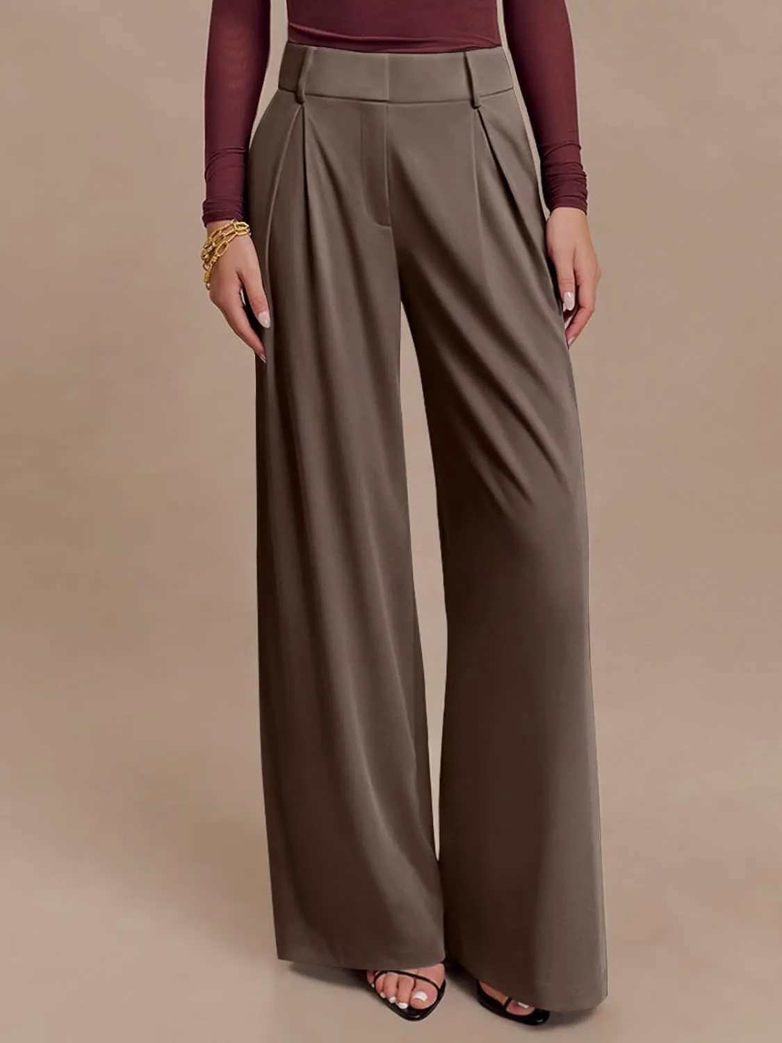 NIMIN High Waisted Dressy Pants for Women Straight Leg Business Casual Work Trousers Office Slacks with Pockets