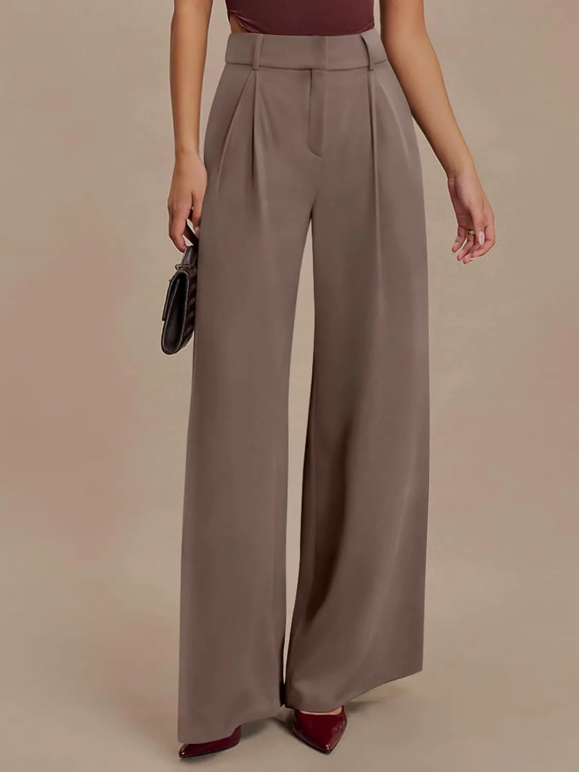 NIMIN High Waisted Dressy Pants for Women Straight Leg Business Casual Work Trousers Office Slacks with Pockets