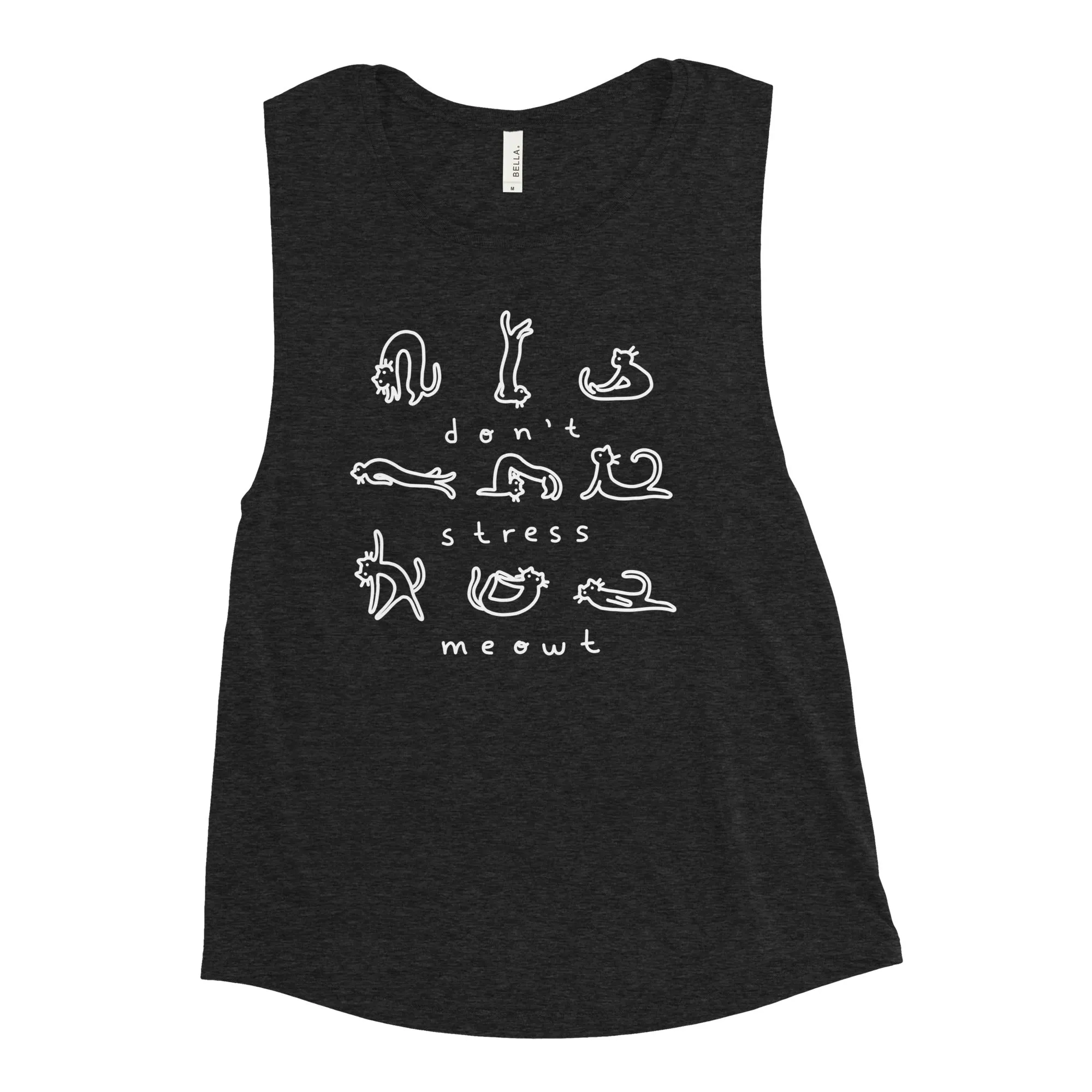 Noodlecat Yoga Poses Ladies’ Muscle Tank S - 2XL