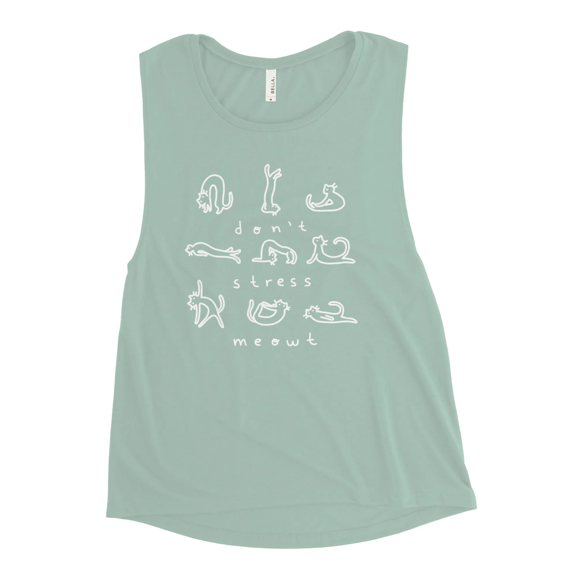 Noodlecat Yoga Poses Ladies’ Muscle Tank S - 2XL
