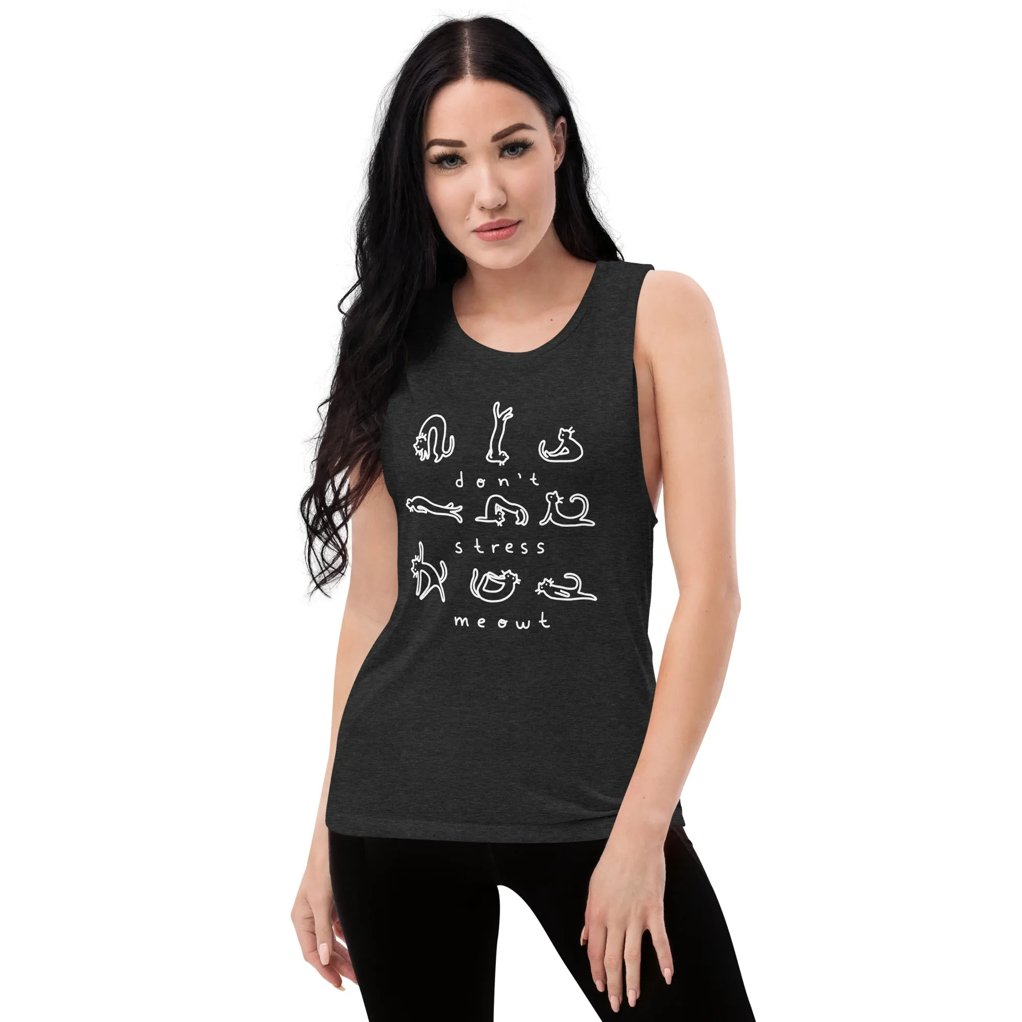 Noodlecat Yoga Poses Ladies’ Muscle Tank S - 2XL
