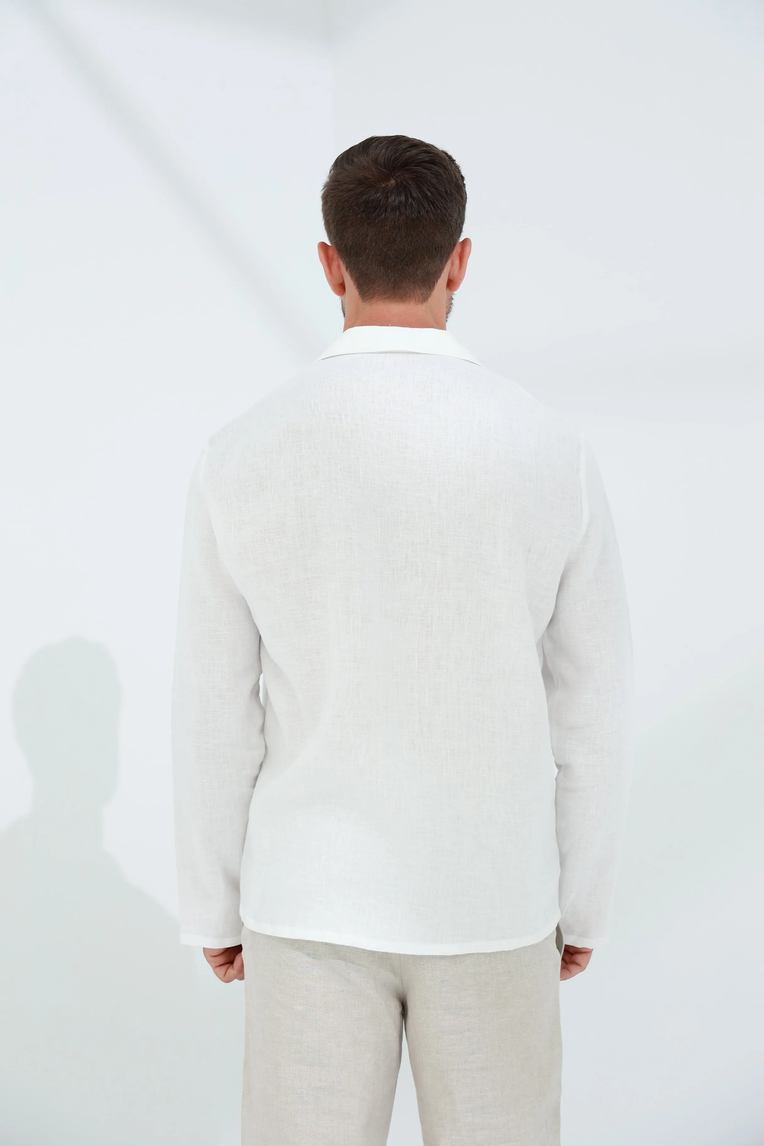 Occhi Men's Pure Linen Shirt White