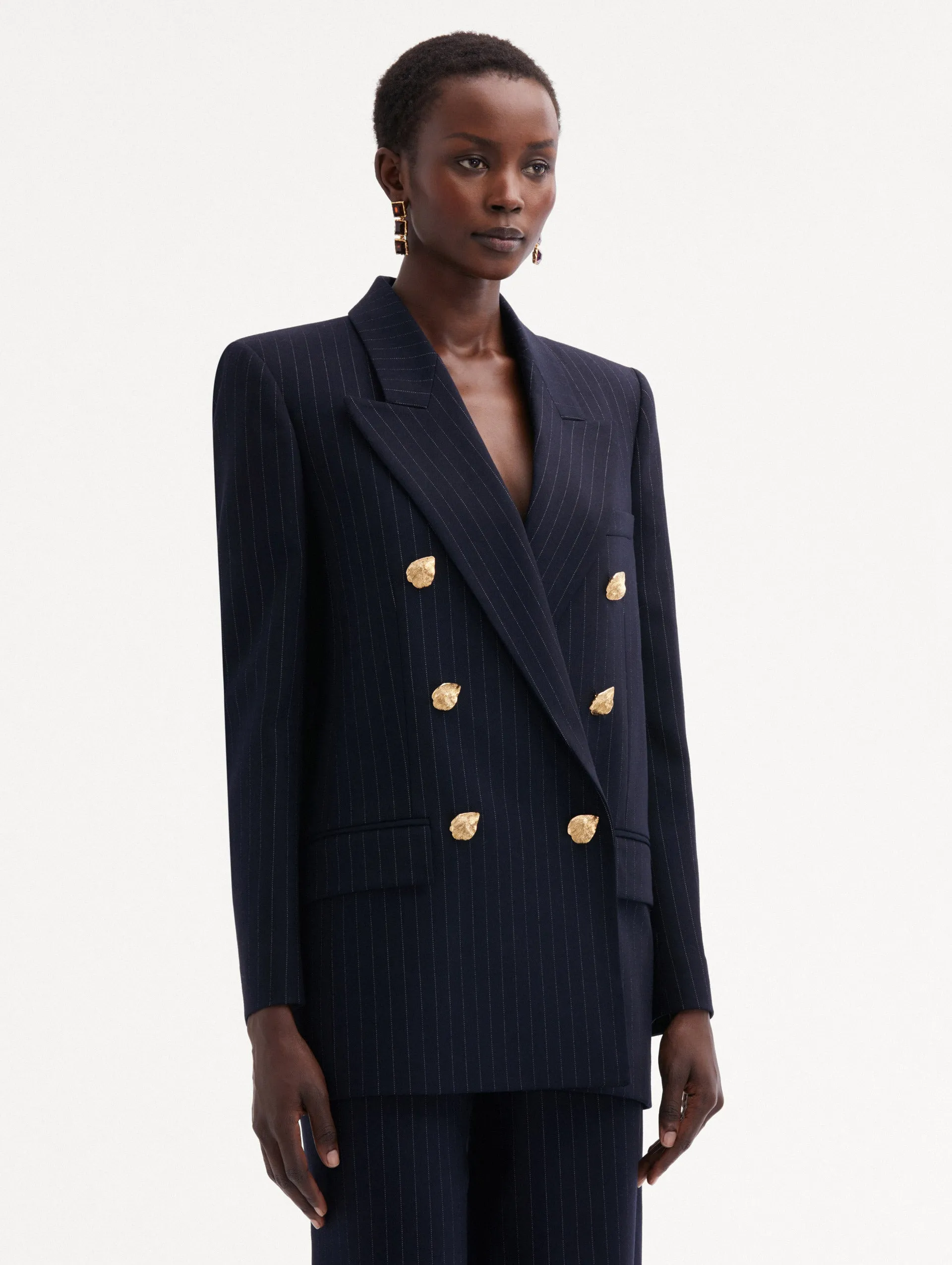 Pinstriped Double-Breasted Jacket