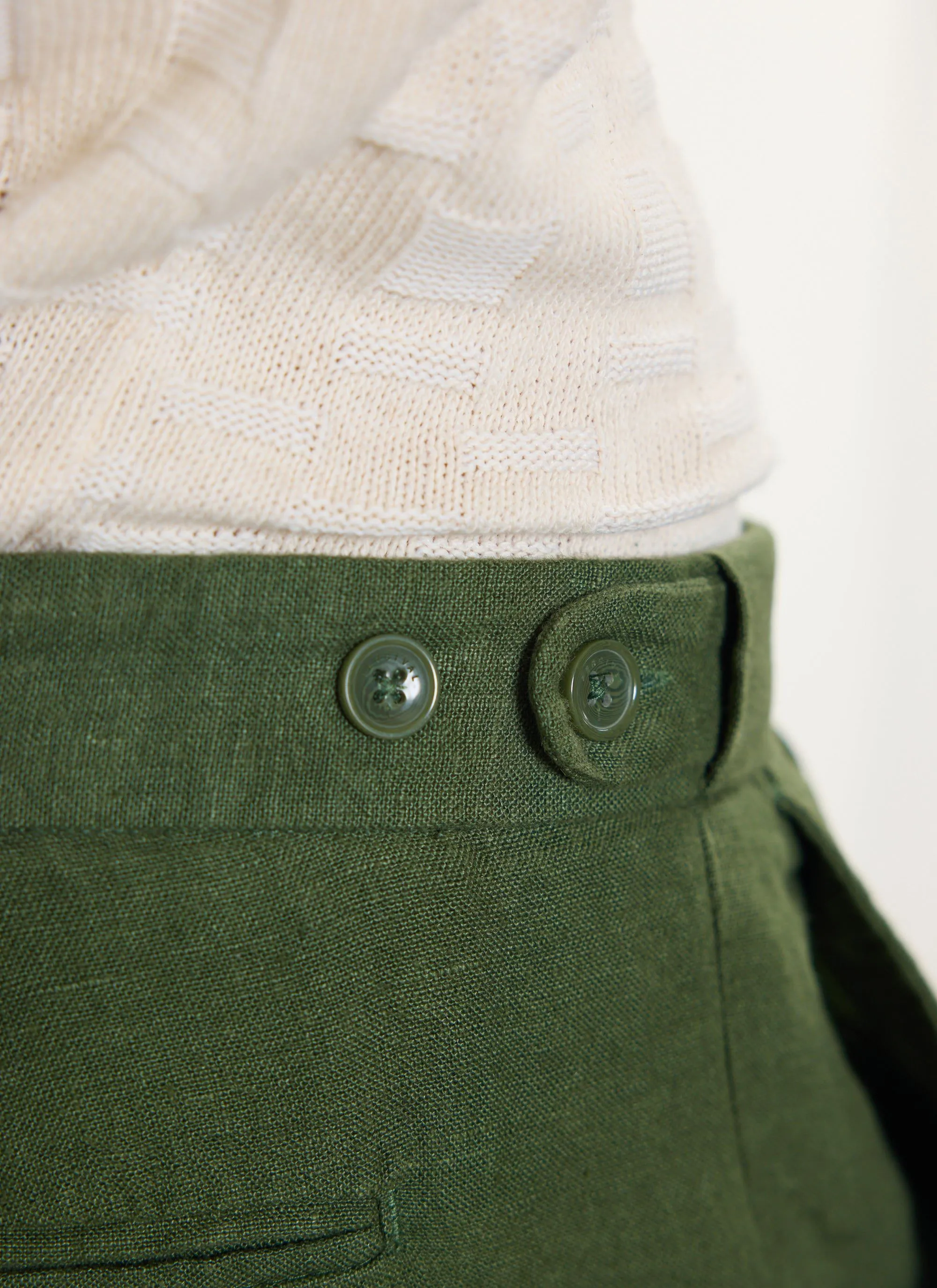 Pleated Tailored Trousers | Linen | Forest