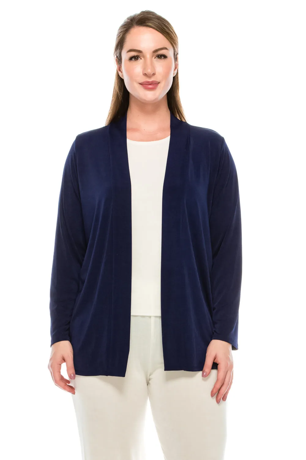 Plus Size  Stretchy Drape Jacket Long Sleeve-4004BN-LXS1