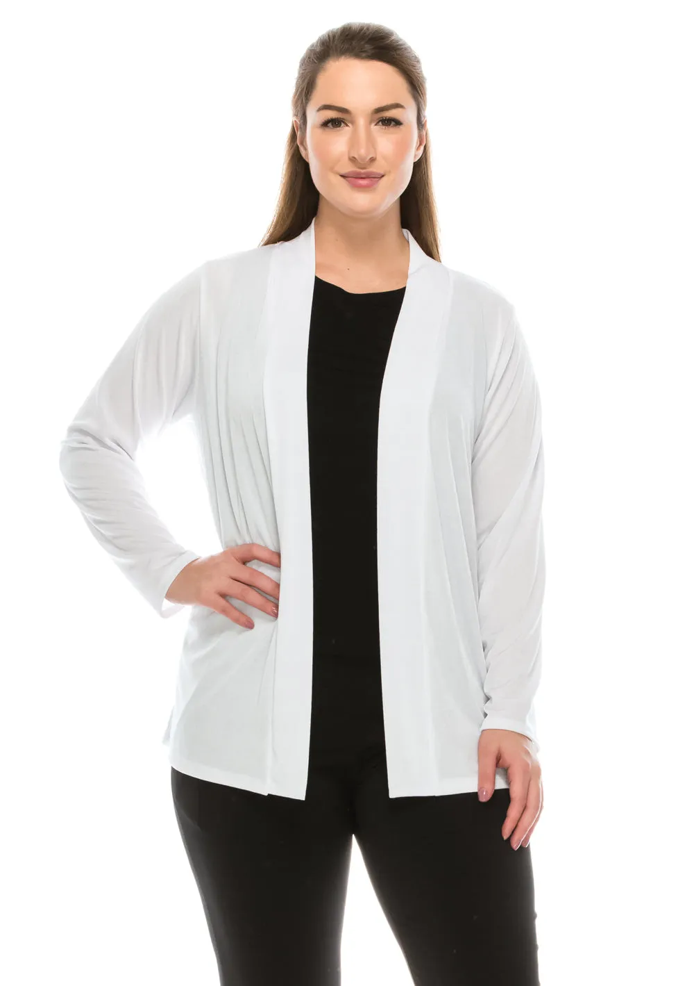 Plus Size  Stretchy Drape Jacket Long Sleeve-4004BN-LXS1