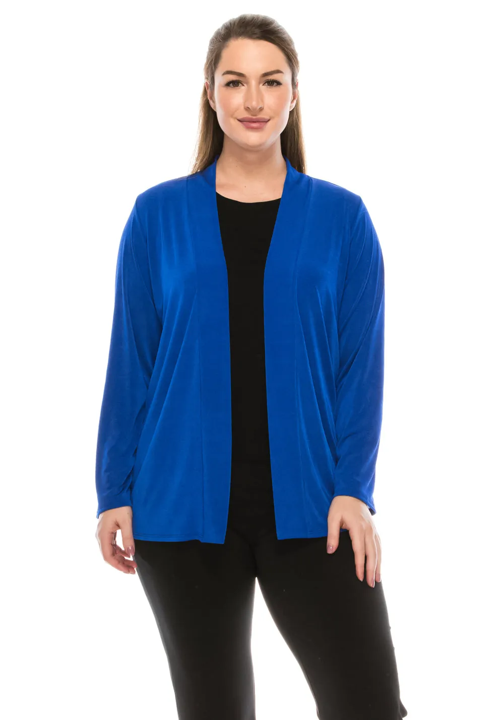 Plus Size  Stretchy Drape Jacket Long Sleeve-4004BN-LXS1