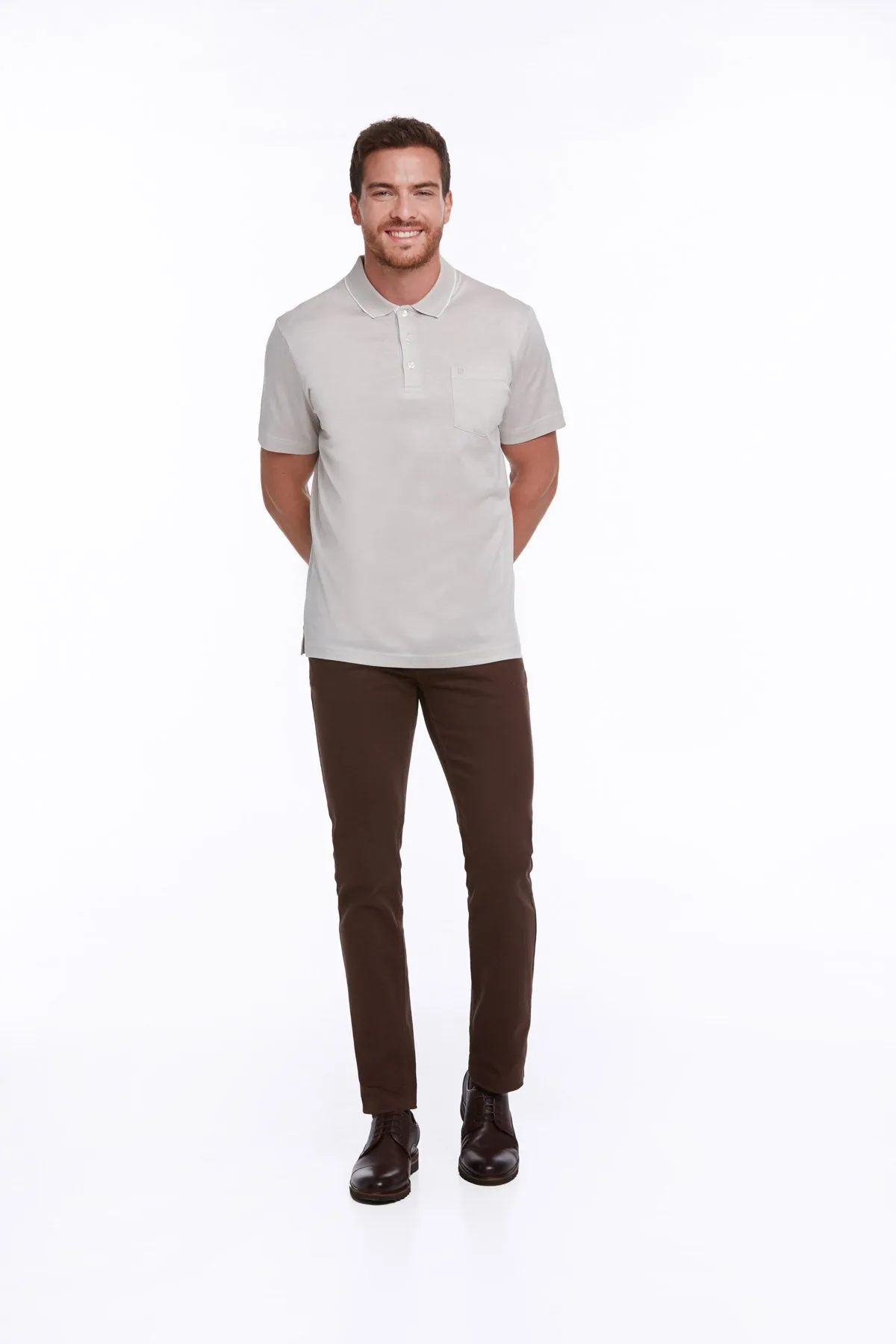Regular Fit Bone 100% Cotton Polo T-Shirt