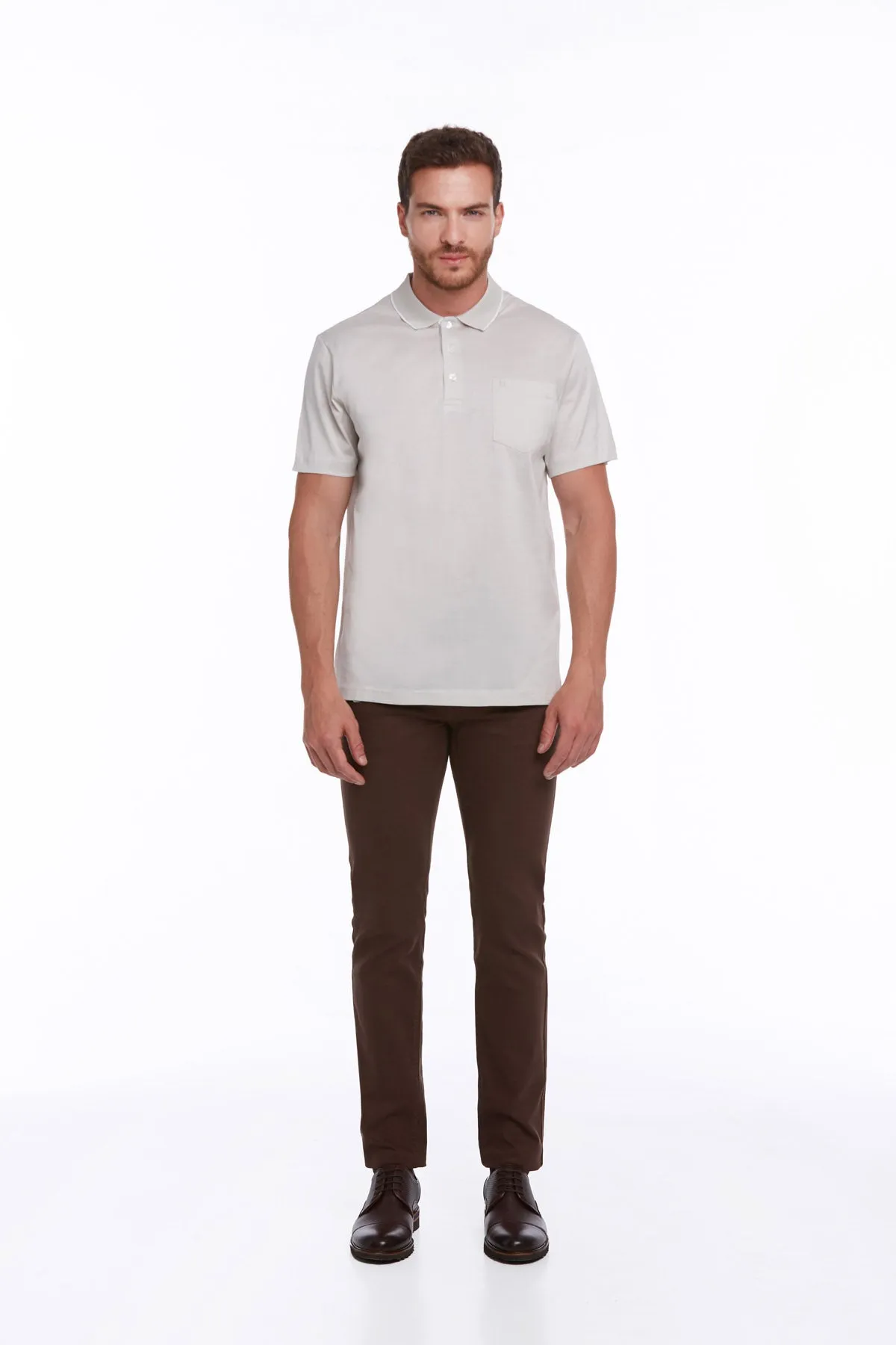 Regular Fit Bone 100% Cotton Polo T-Shirt