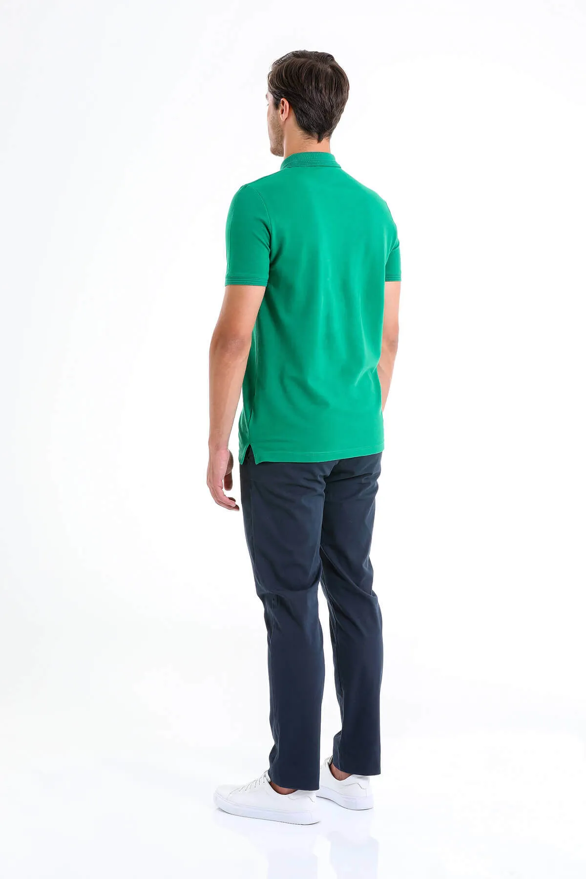 Regular Fit Green Cotton Polo T-Shirt