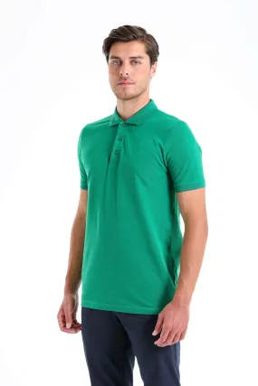Regular Fit Green Cotton Polo T-Shirt