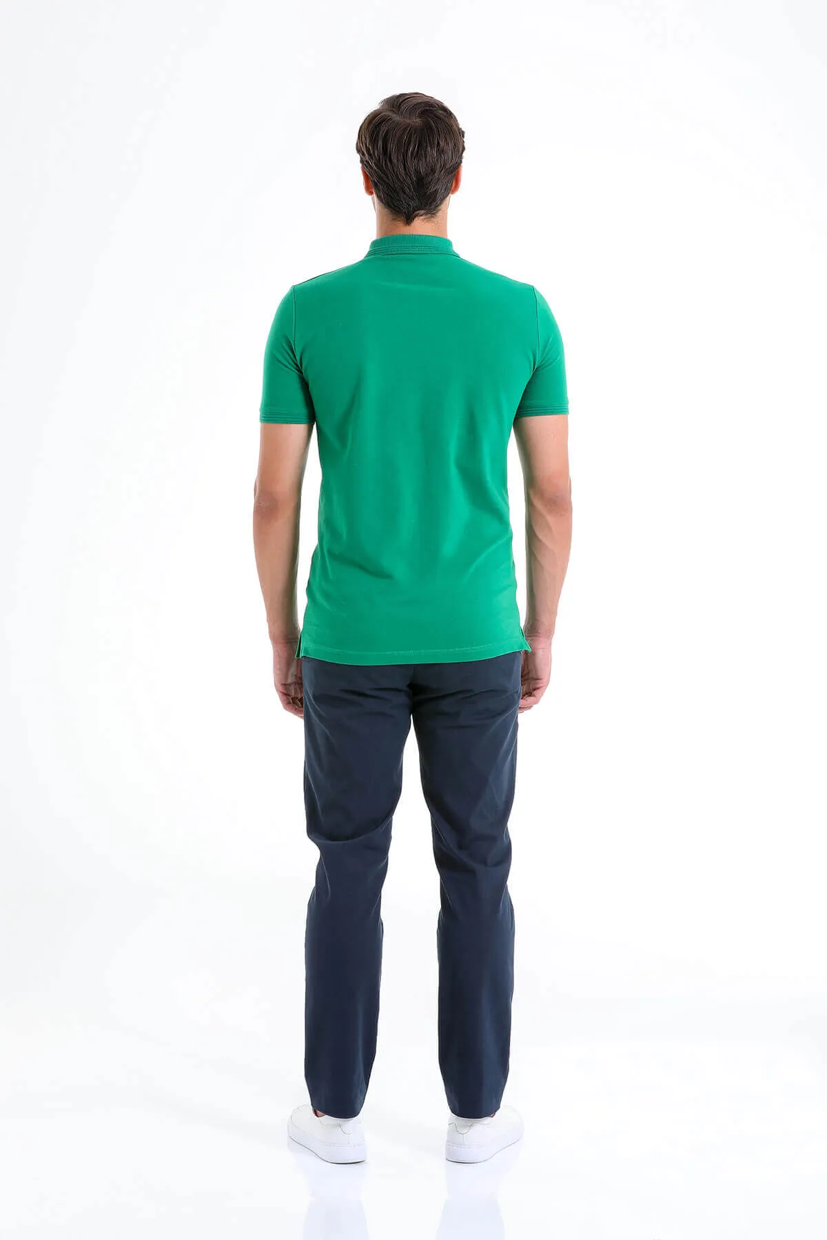 Regular Fit Green Cotton Polo T-Shirt
