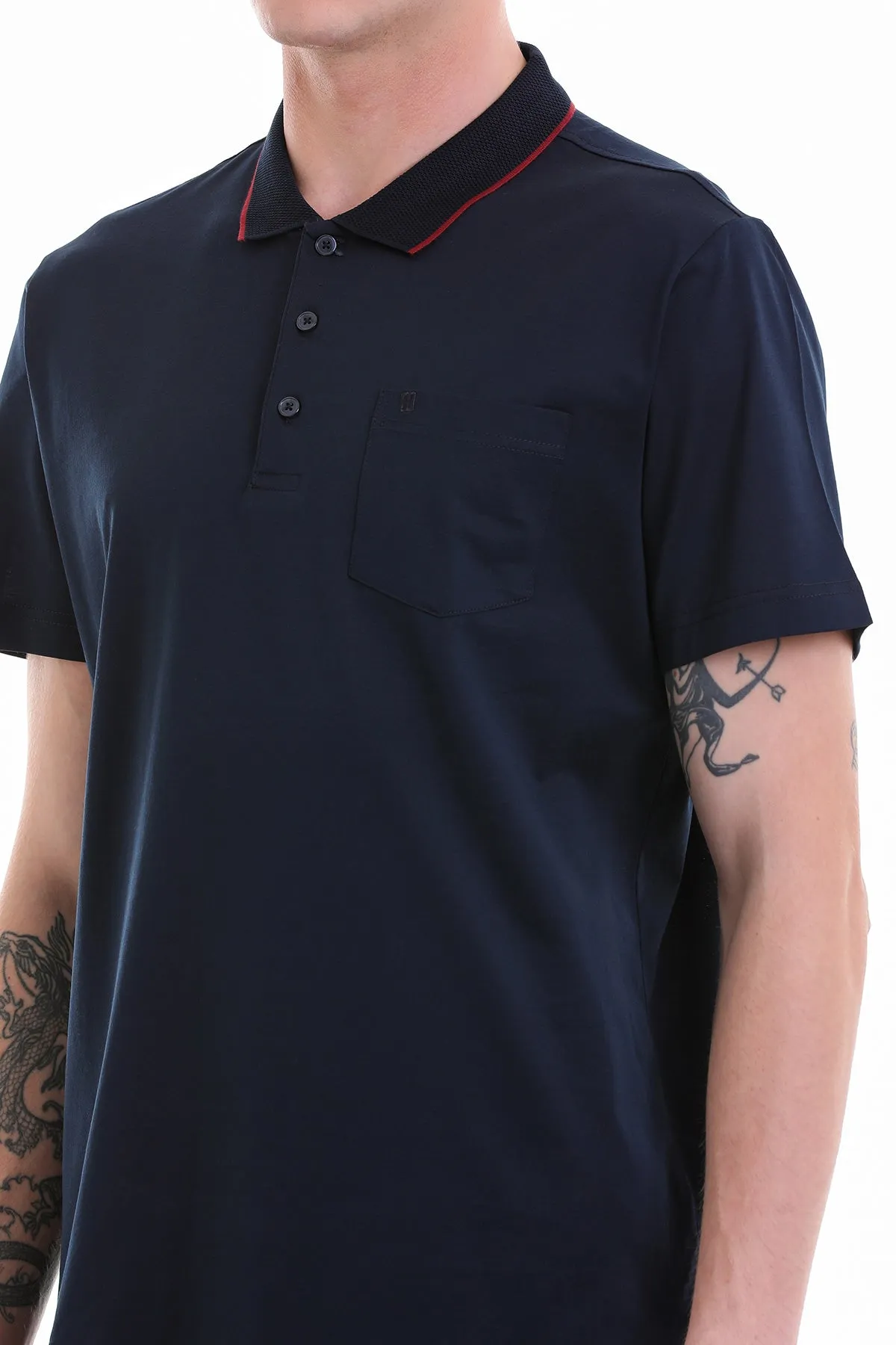 Regular Fit Navy Basic Cotton Polo T-Shirt