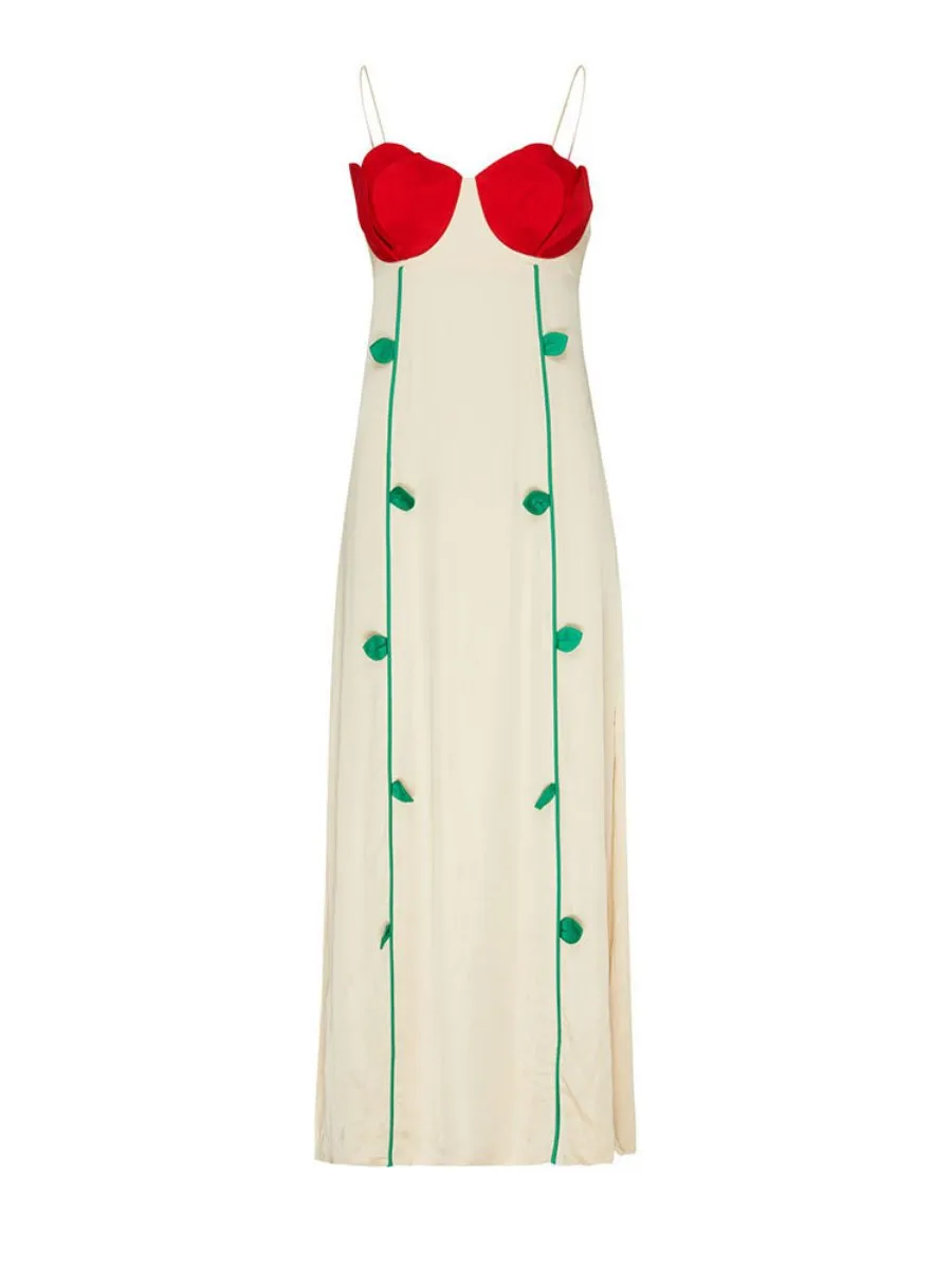 Rose Shaped Sleeveless Maxi Dress