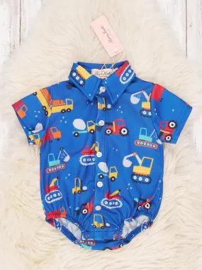 Royal Blue Construction Polo Romper