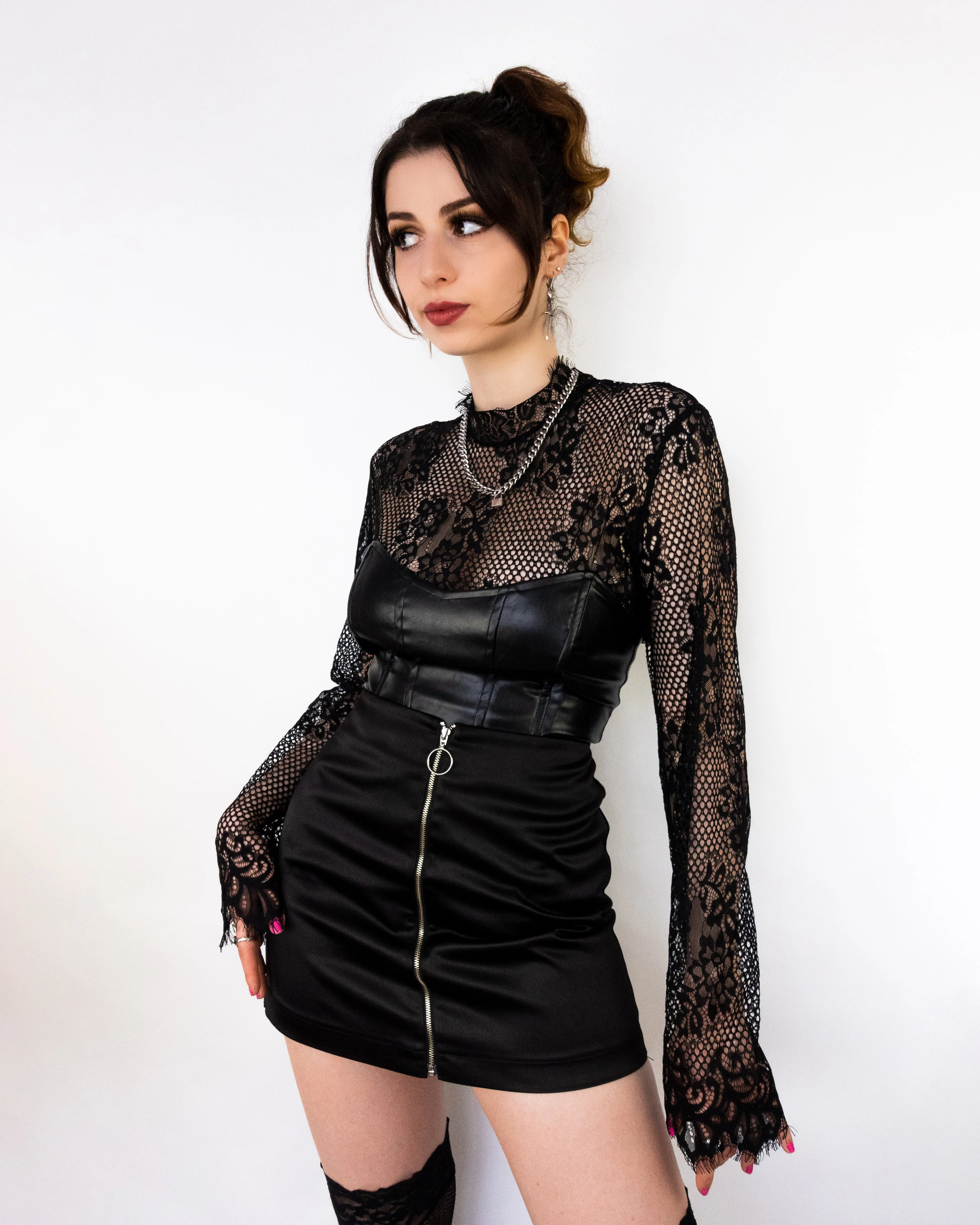 Satin Miniskirt Black