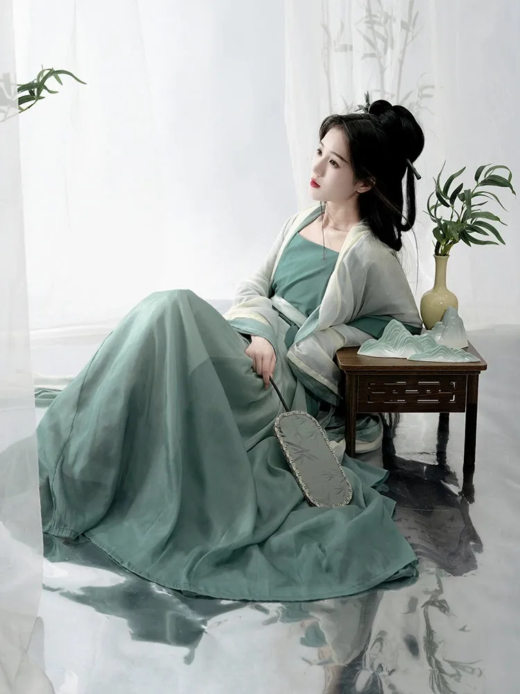 Song Dynasty | Hanfu Women's Green Daily Long Gown Wrap Skirt