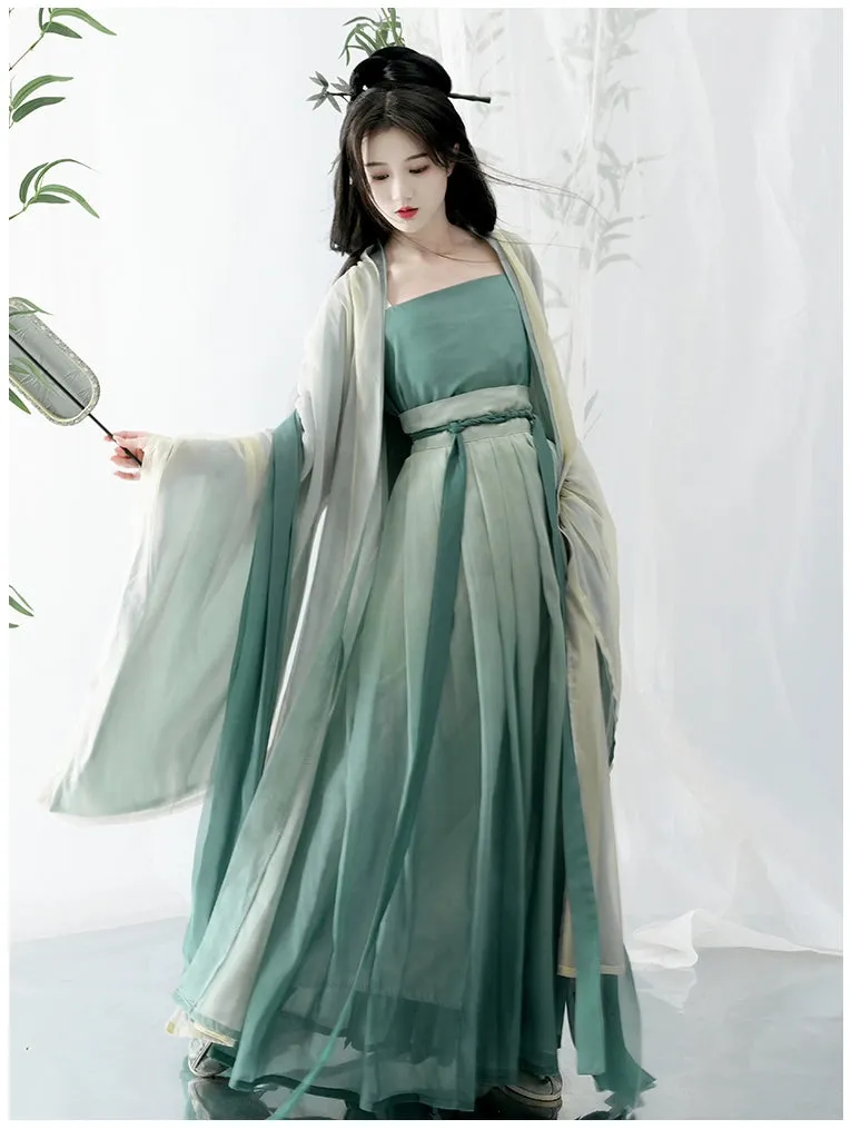 Song Dynasty | Hanfu Women's Green Daily Long Gown Wrap Skirt
