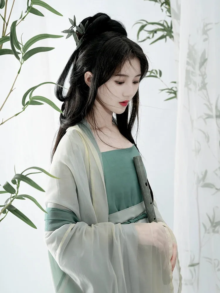 Song Dynasty | Hanfu Women's Green Daily Long Gown Wrap Skirt