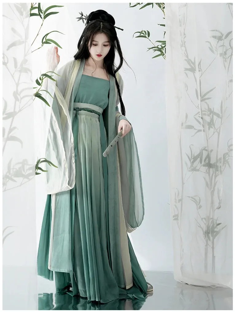 Song Dynasty | Hanfu Women's Green Daily Long Gown Wrap Skirt