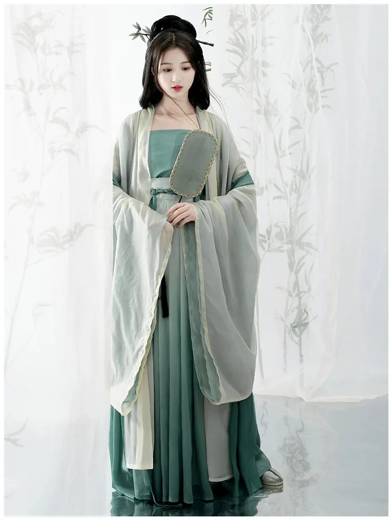 Song Dynasty | Hanfu Women's Green Daily Long Gown Wrap Skirt