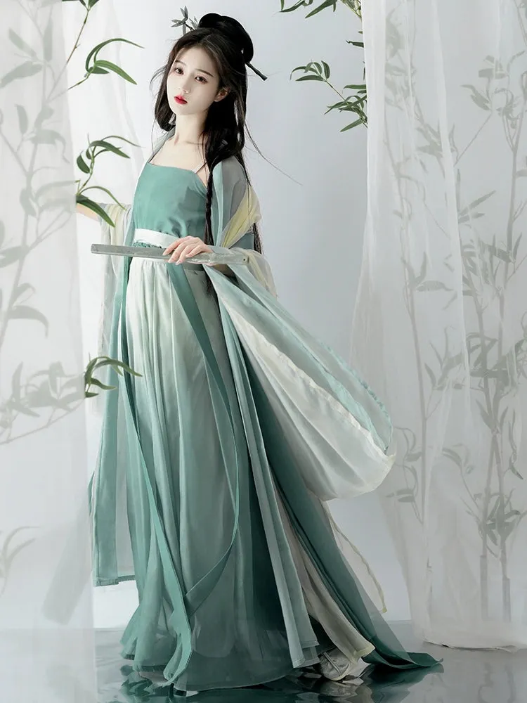 Song Dynasty | Hanfu Women's Green Daily Long Gown Wrap Skirt