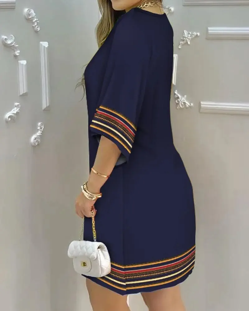 Spring Fashion Peacock Print Loose Dress