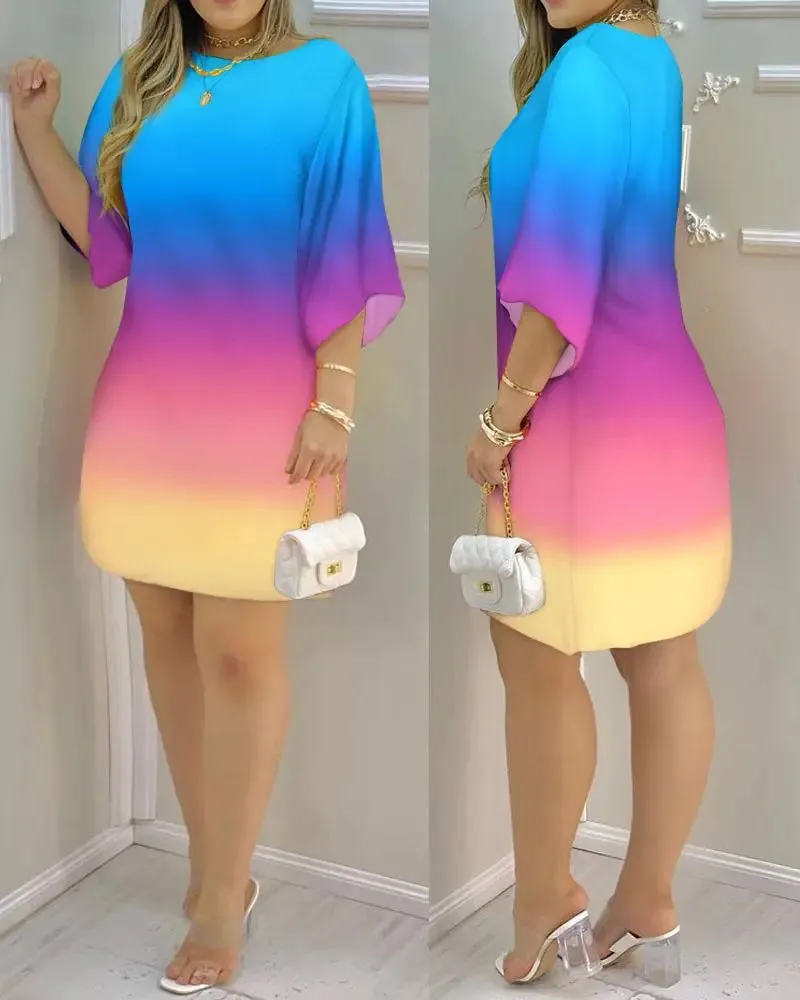 Spring Fashion Peacock Print Loose Dress