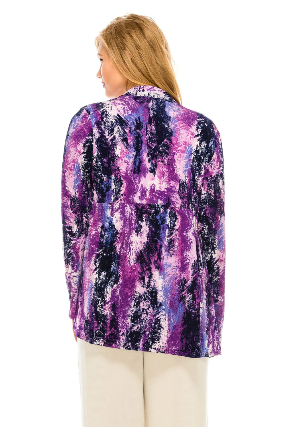 Stretchy Print Mid Cut Jacket Long Sleeve Print Plus, 4028BN-LXP1-W170
