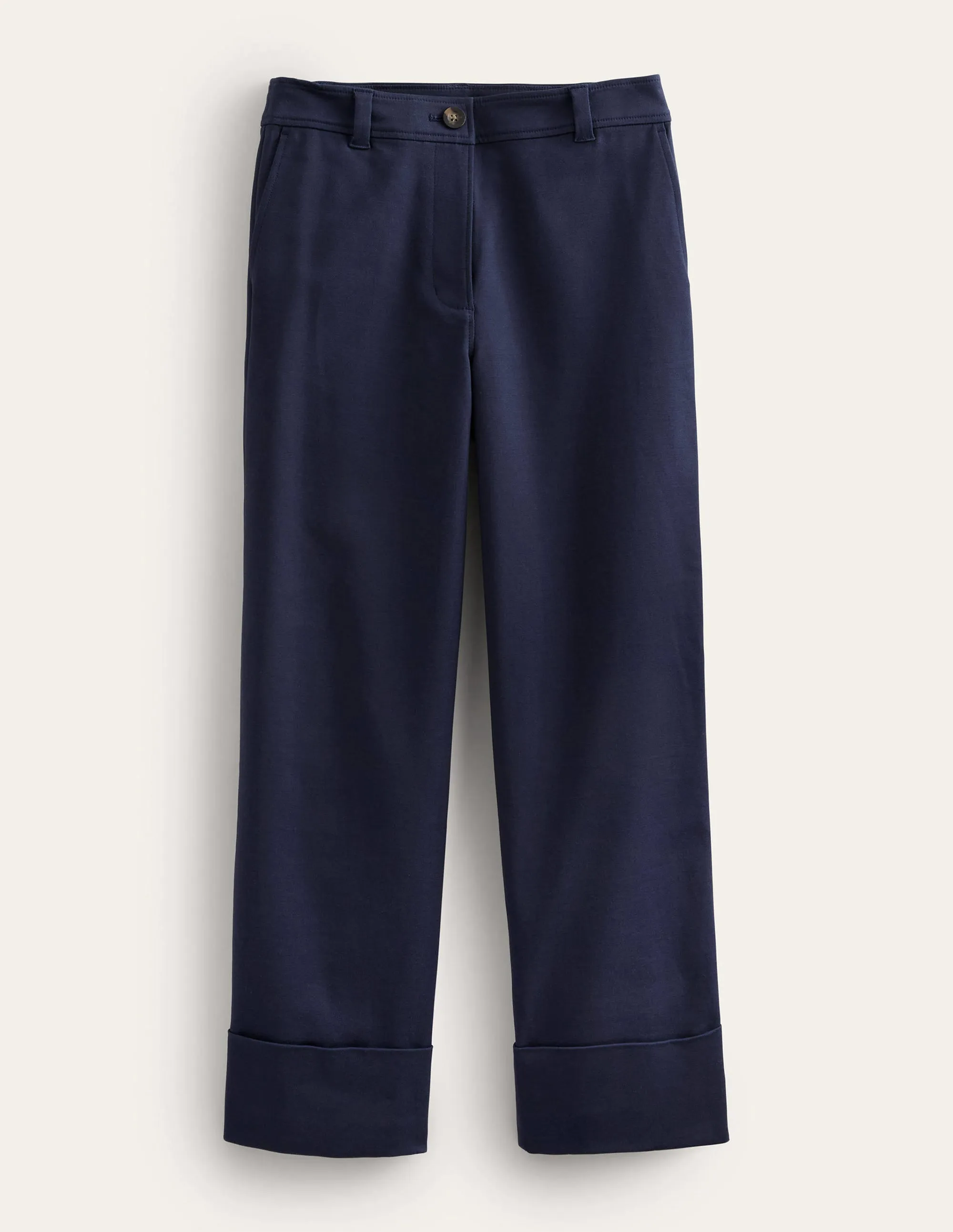 Tailored Turn Up Trousers-Navy