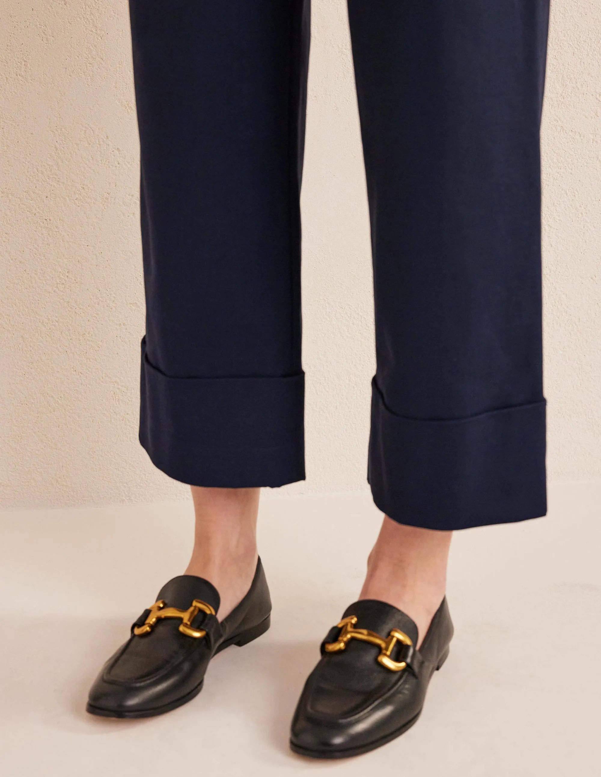 Tailored Turn Up Trousers-Navy