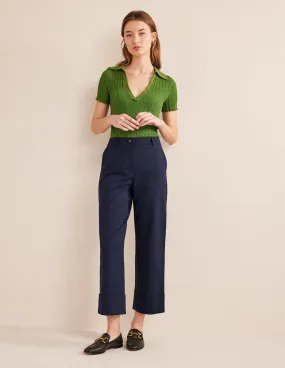 Tailored Turn Up Trousers-Navy