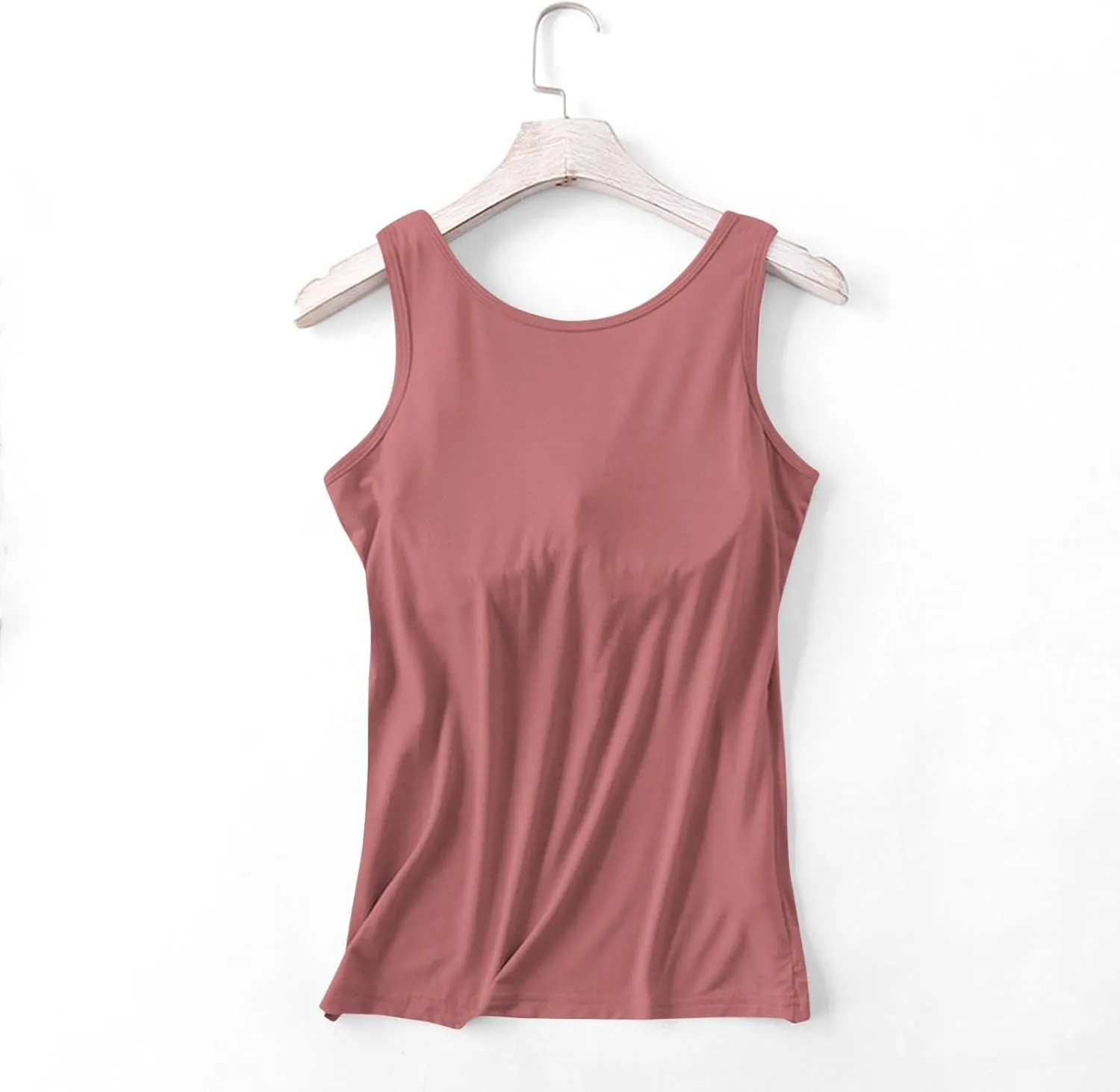 Tank Tops for Women 2025 Built in Bra Solid Color Crewneck Sleeveless Shirts Padded Trendy Casual Comfy Yaga Camisole