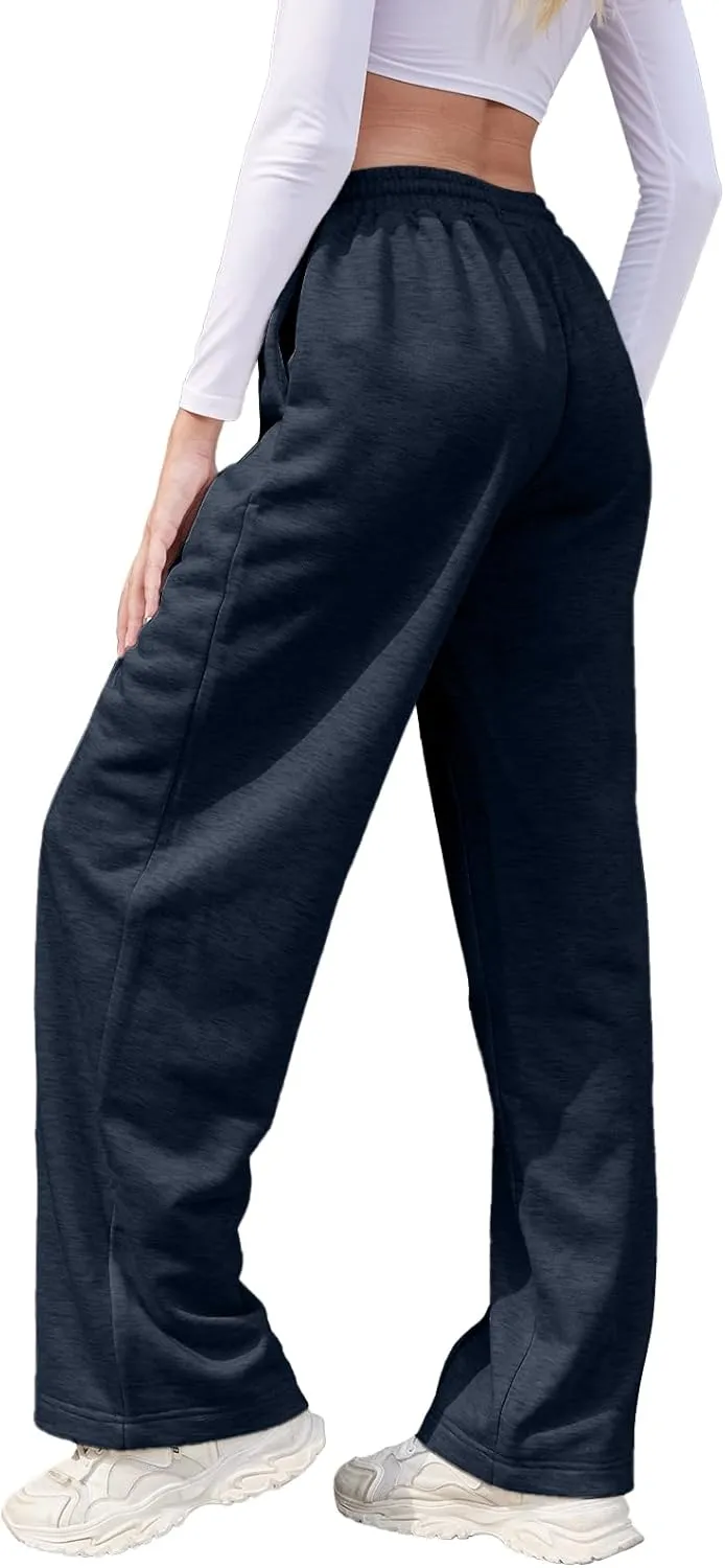 TBA Women's Wide Leg Sweatpants Drawstring Baggy Sweat Pant High Waisted Casual Trousers Fashion Jogger Pants with Pockets