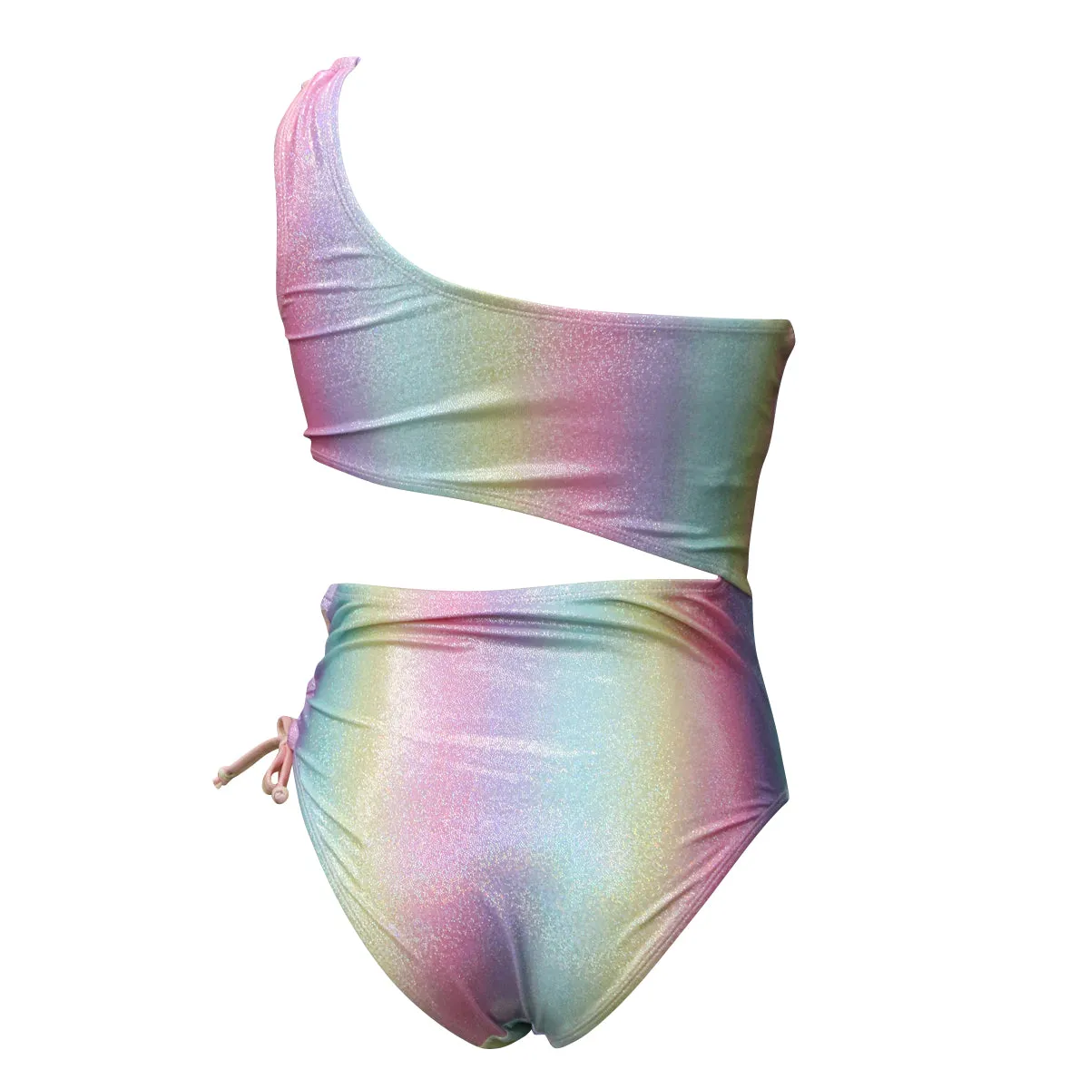 Tween Metallic 1 Shoulder Lace Up Side