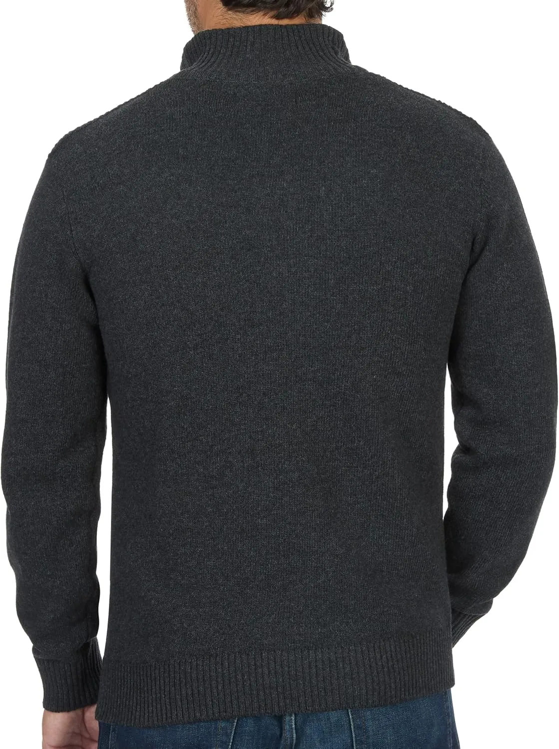 U.S. POLO ASSN. Men's Cable Knit Quarter Zip Textured Ribbed and Collared Pullover Sweater - Classic Solid Color