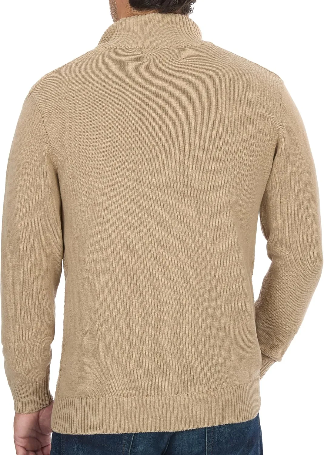U.S. POLO ASSN. Men's Cable Knit Quarter Zip Textured Ribbed and Collared Pullover Sweater - Classic Solid Color