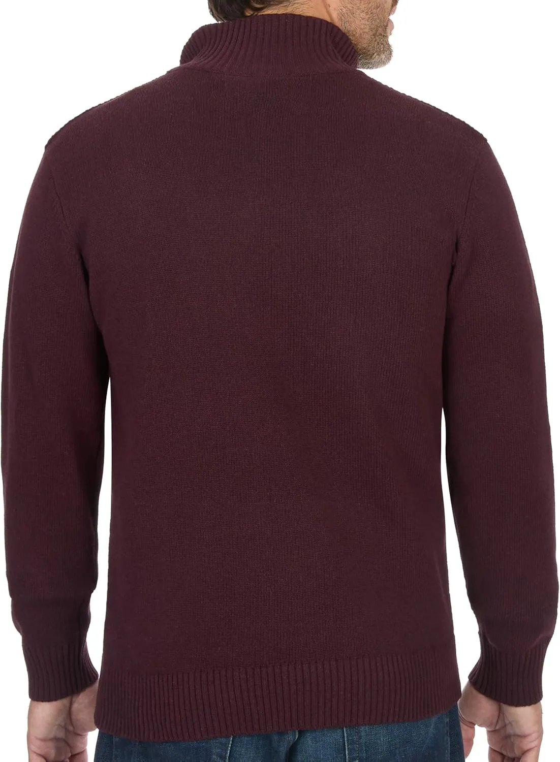 U.S. POLO ASSN. Men's Cable Knit Quarter Zip Textured Ribbed and Collared Pullover Sweater - Classic Solid Color