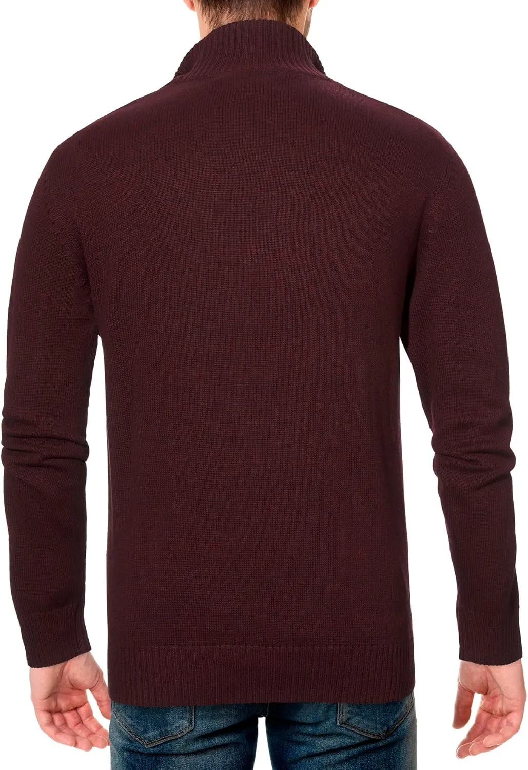 U.S. POLO ASSN. Men's Cable Knit Quarter Zip Textured Ribbed and Collared Pullover Sweater - Classic Solid Color