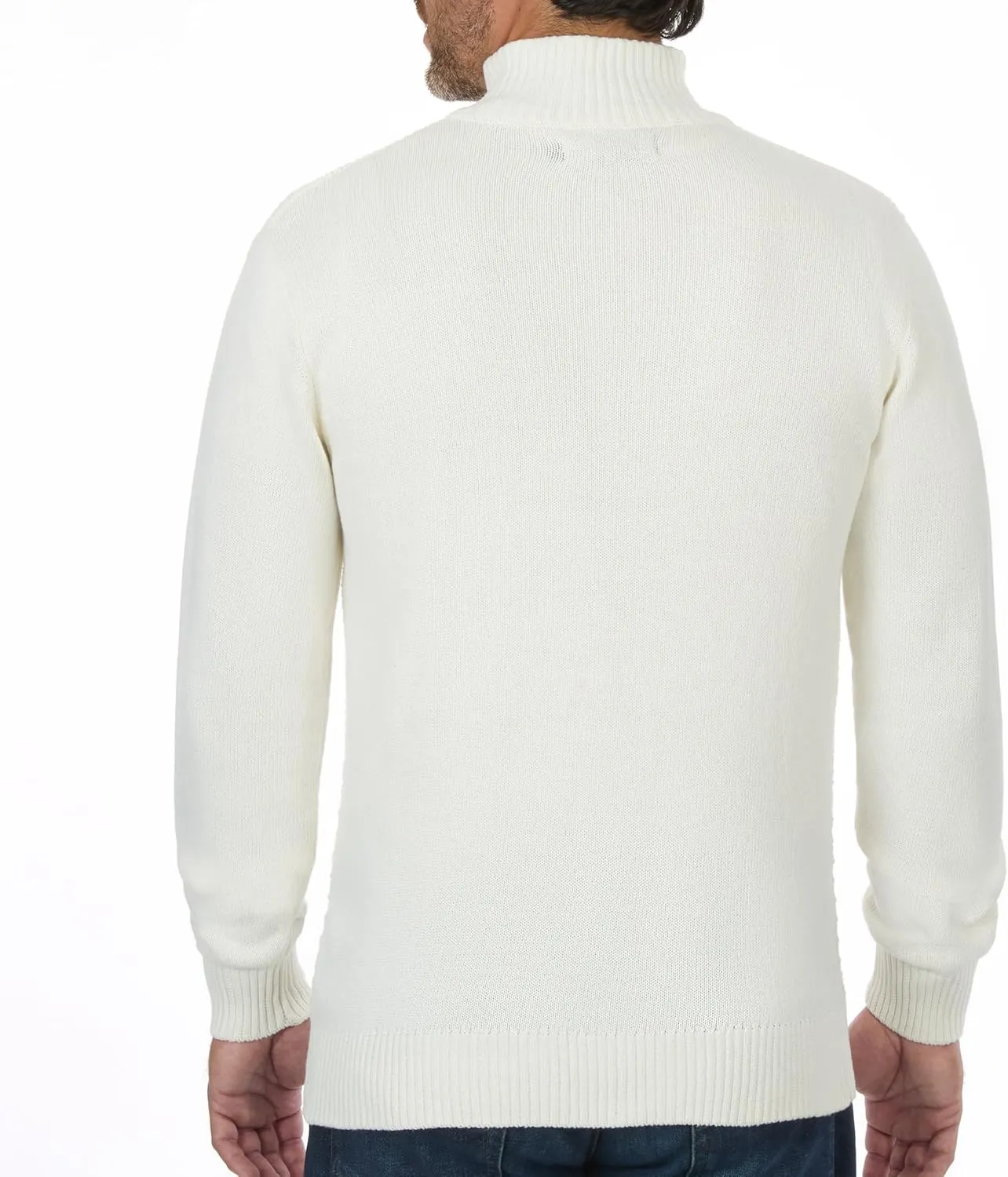 U.S. POLO ASSN. Men's Cable Knit Quarter Zip Textured Ribbed and Collared Pullover Sweater - Classic Solid Color