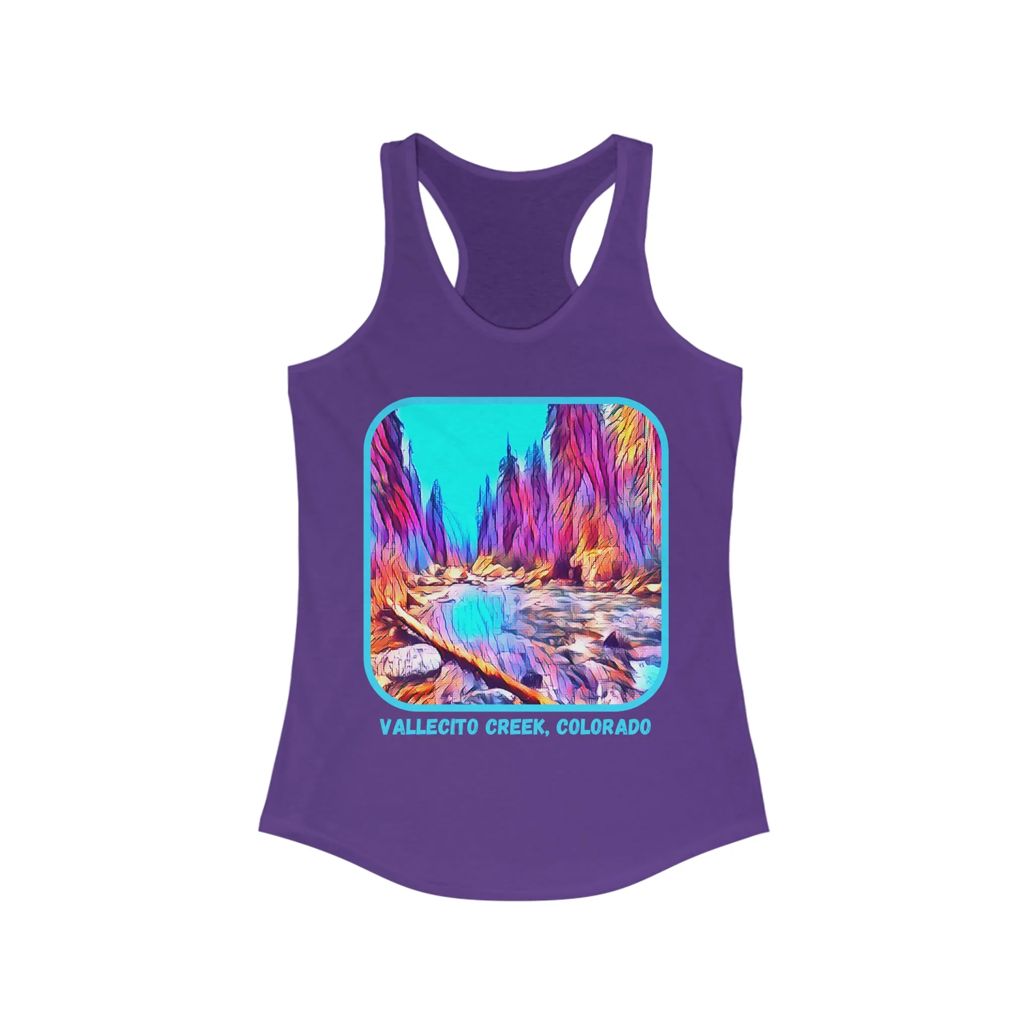 Vallecito Creek Trail Painted Artwork Durango, Colorado Women's Ideal Racerback Tank