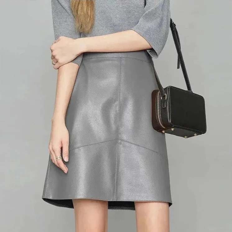 Victoria  High-Waist Leather Skirt