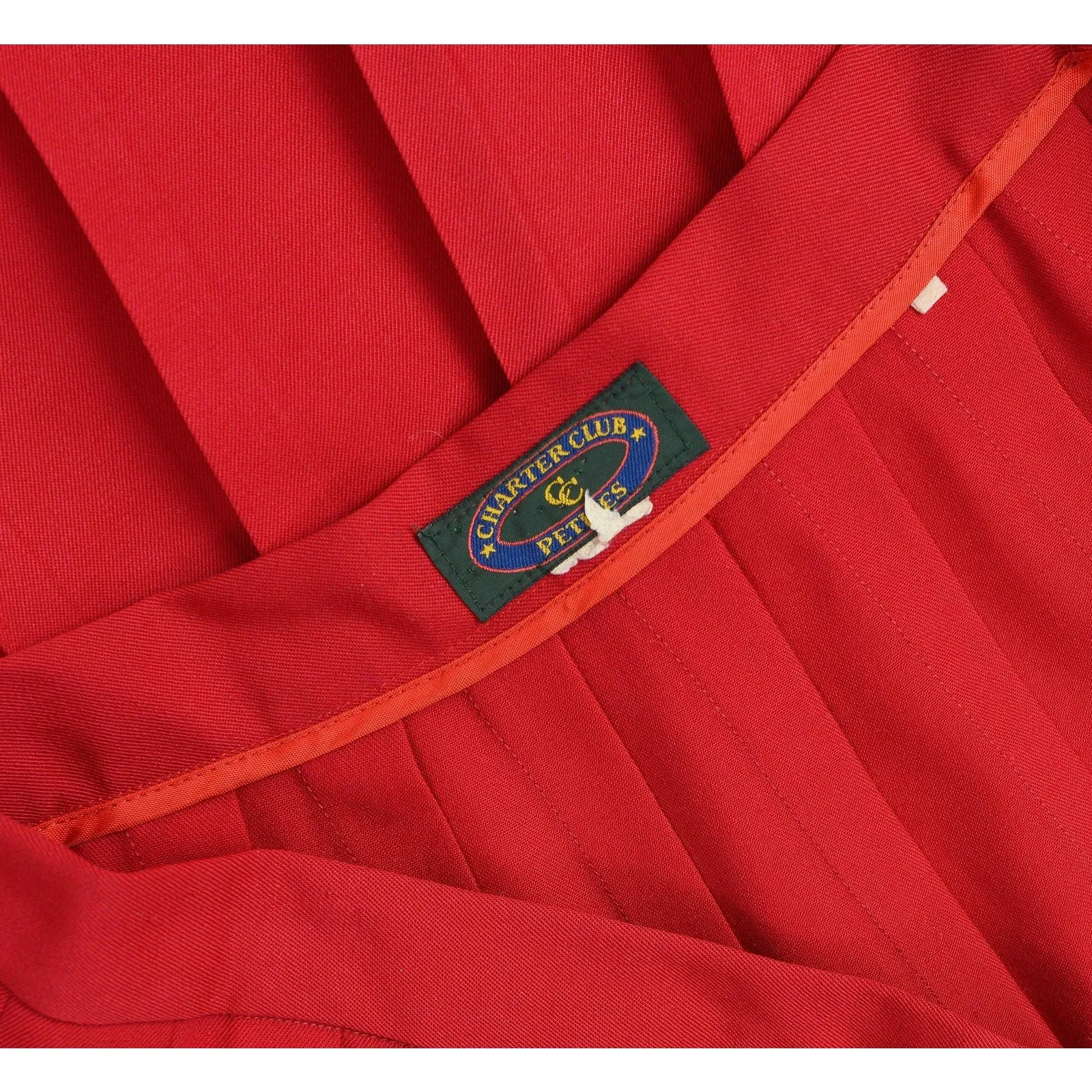 Vintage 80s Cranberry Red Skirt Twill Wool High Waisted Pleated Midi Skirt size M