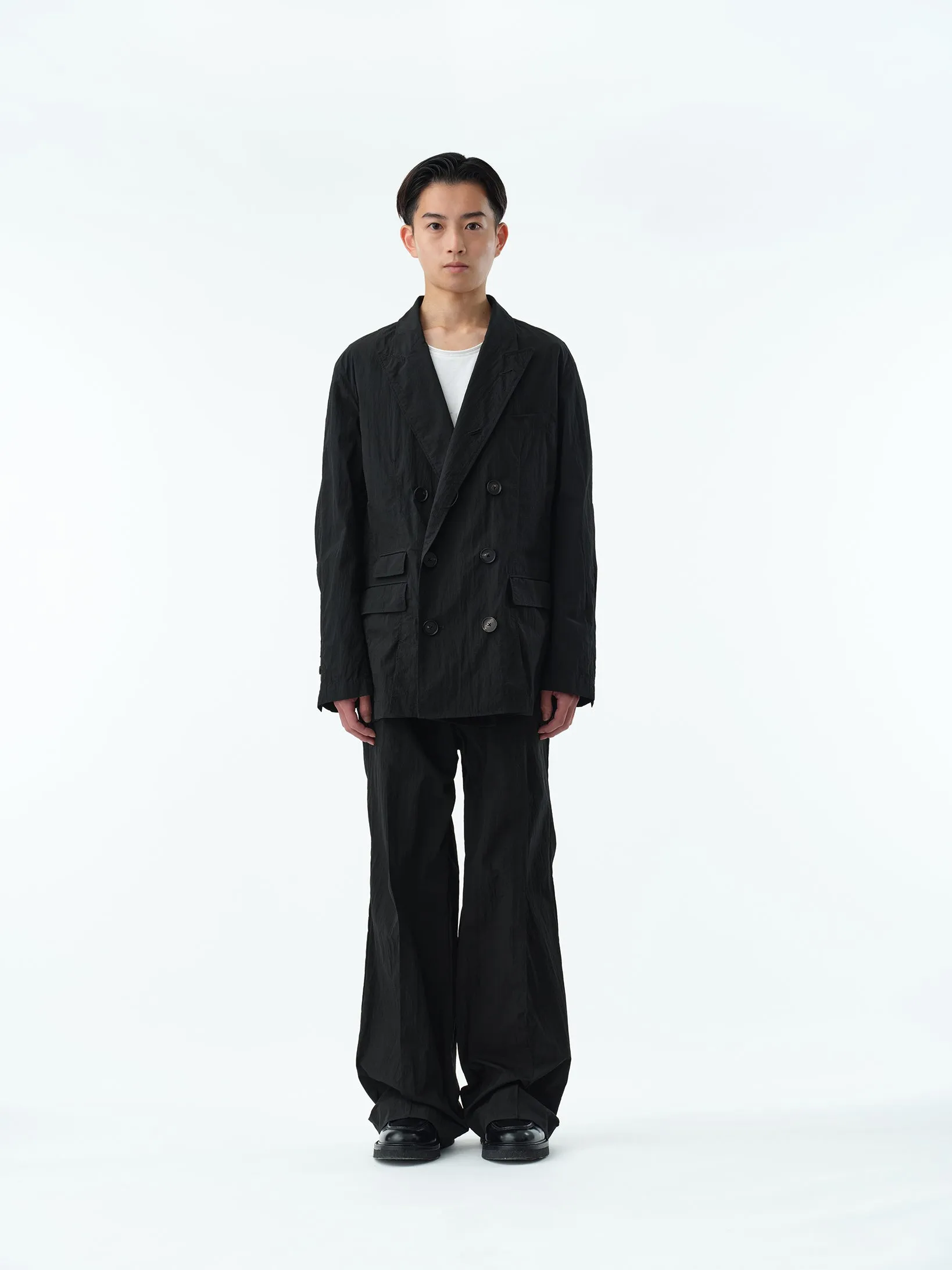 WASHER NYLON PINTUCK EASY TROUSERS .13【BLACK】
