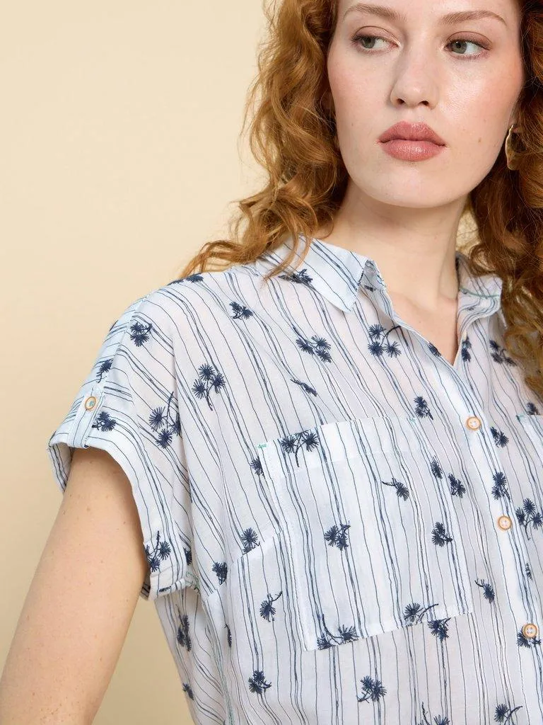 White Stuff Ellie Stripe Embroidered Shirt