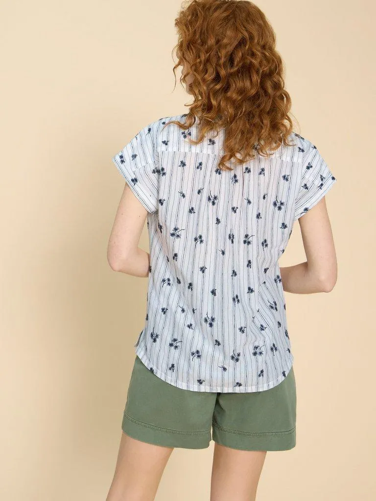 White Stuff Ellie Stripe Embroidered Shirt