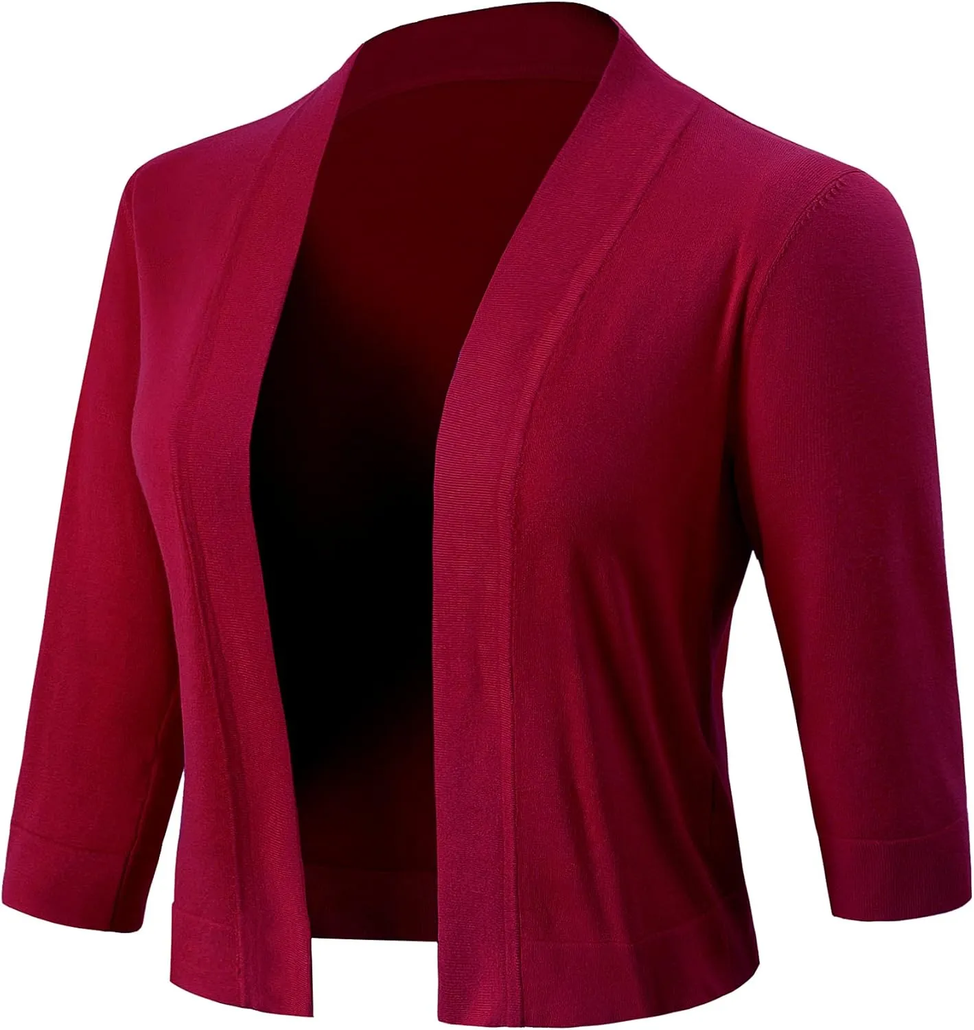 Women's 3/4 Sleeve Sweater Shrugs for Women Cropped Lightweight Knitted Cardigan