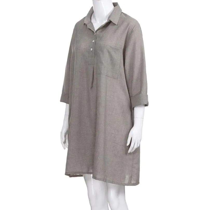 Women's Autumn Casual Cotton Loose Dress With Pockets
